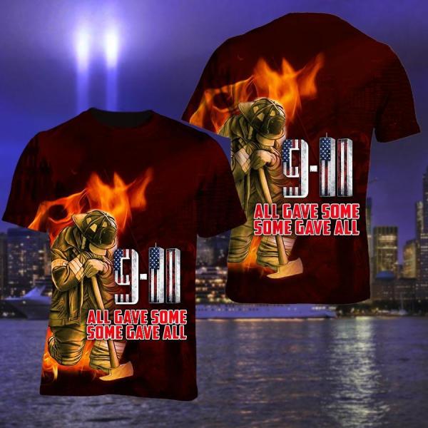 9-11 All Firefighter Kneeling And Fire 3D All Over Print | For Men & Women | Adult | HP1421-BehighStyle