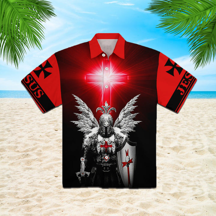 A Child Of God A Man Of Faith Jesus Is My Savior Knight Christian A Warrior Of Christ Hawaiian Shirt | For Men & Women | HW766-BehighStyle