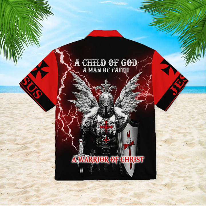 A Child Of God A Man Of Faith Jesus Is My Savior Knight Christian A Warrior Of Christ Hawaiian Shirt | For Men & Women | HW766-BehighStyle