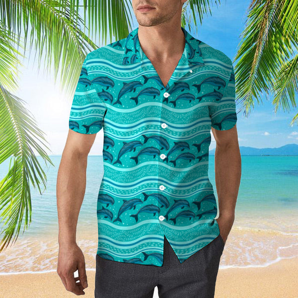 A Flock Of Dolphins In The Sea Pattern Hawaiian Shirt | For Men & Women | HW803-BehighStyle