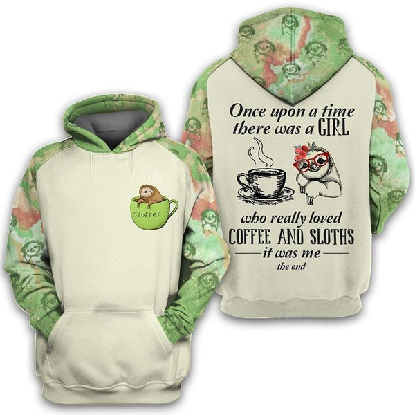 A Girl Loves Coffee And Sloths 3D All Over Print | For Men & Women | Adult | HP1389-BehighStyle