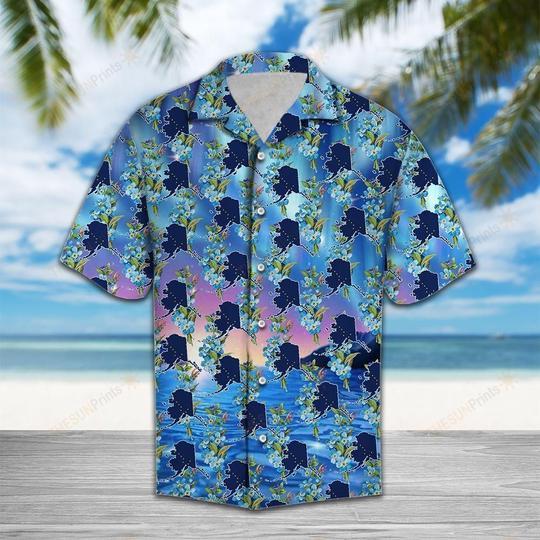 Alaska Aurora Alpine Forget Me Not Flower Hawaiian Shirt | For Men & Women | HW2094-BehighStyle