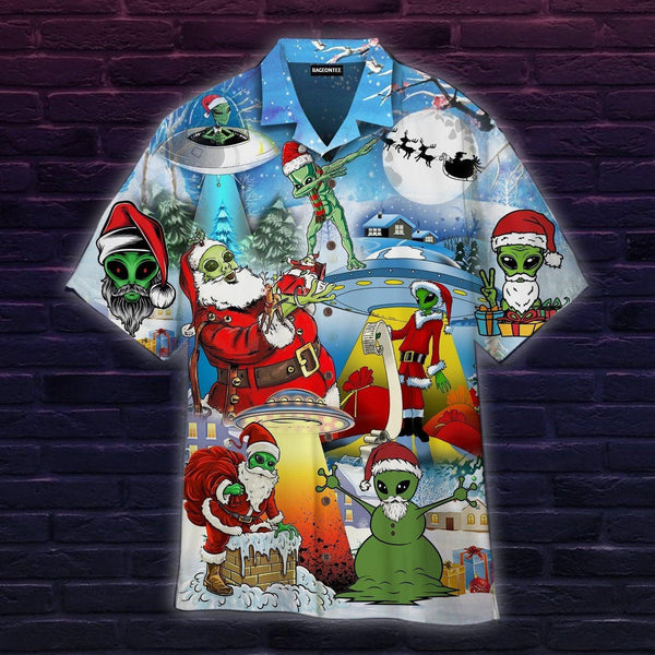 Alien And Santa Claus At Christmas Hawaiian Shirt | For Men & Women | HW2786-BehighStyle