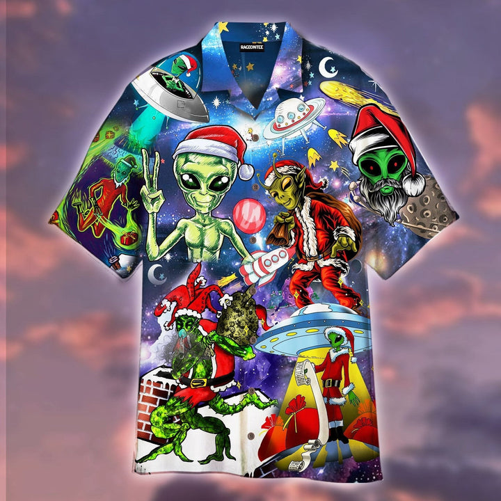 Alien Santas Christmas In The Galaxy Hawaiian Shirt | For Men & Women | HW4762-BehighStyle