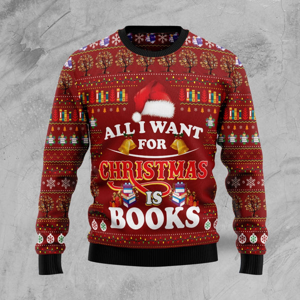 All I Want For Christmas Is Books Ugly Christmas Sweater | Adult | US1819