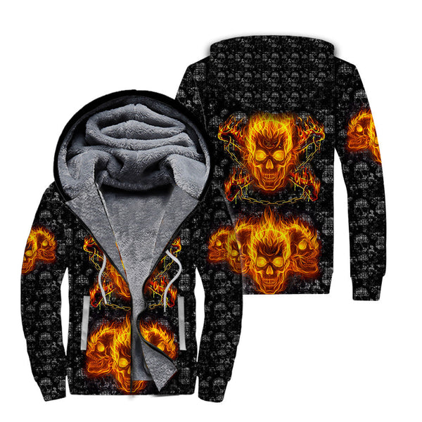 Aloha Fire Skulls Halloween Fleece Zip Hoodie All Over Print | FZ560