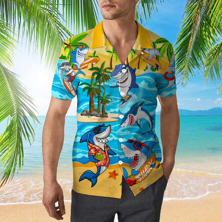 Aloha Shark In Summer Hawaiian Shirt | For Men & Women | HW371-BehighStyle