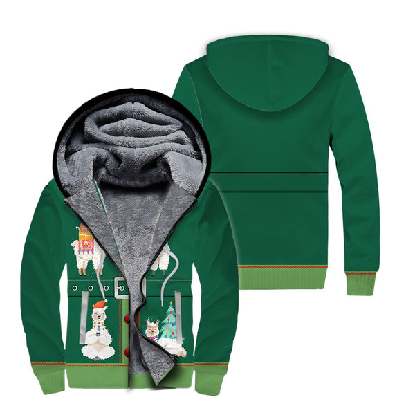 Alpaca Funny Christmas Fleece Zip Hoodie All Over Print | FZ255