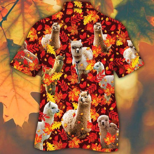 Alpaca Horse Lovers Autumn Red Leaves Hawaiian Shirt | For Men & Women | HW2091-BehighStyle