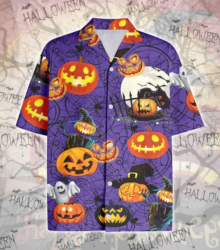 Amazing Halloween Pumpkin Spider Hawaiian Shirt | For Men & Women | HW2210-BehighStyle