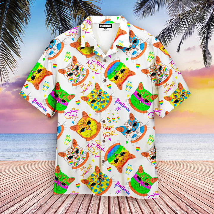 Amazing Hippie Cat LGBTQ Be Yourself Hawaiian Shirt | For Men & Women | HW243-BehighStyle