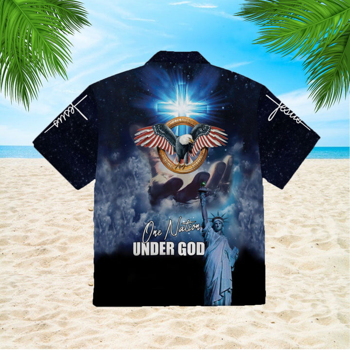 Amazing Patriotic Eagle One Nation Under God Hawaiian Shirt | For Men & Women | HW1691-BehighStyle