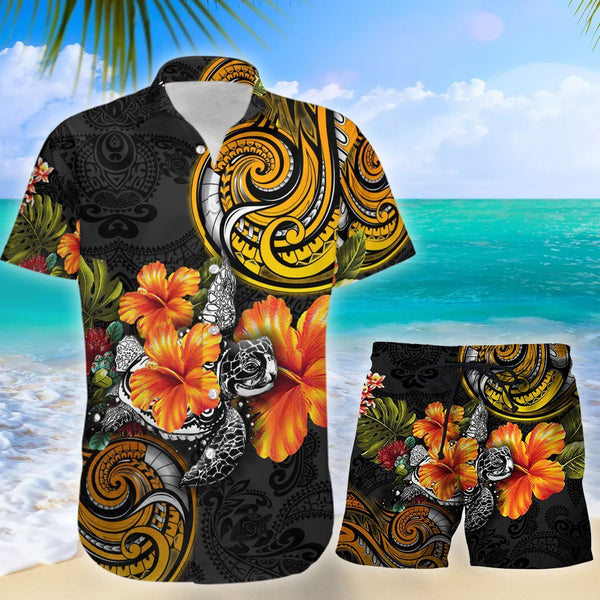 Amazing Polynesian Turtle Hibiscus Hawaiian Shirt Set | For Men & Women | HS112-BehighStyle