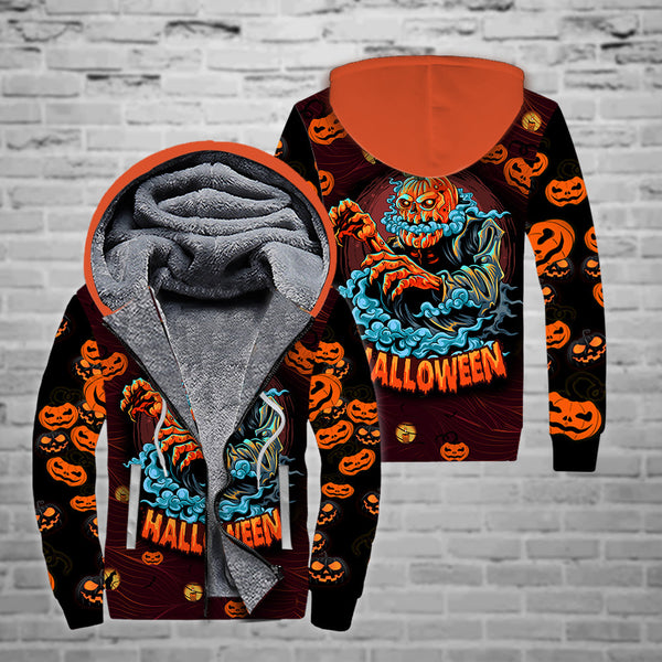 Amazing Pumpkin Halloween Fleece Zip Hoodie All Over Print | FZ293