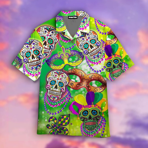 Amazing Sugar Skull Happy Mardi Gras 2022 Hawaiian Shirt | For Men & Women | Adult | HW3691-BehighStyle