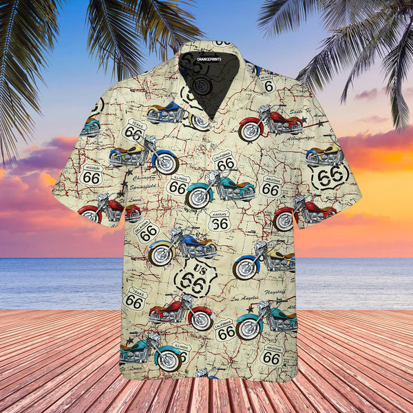 Amazing Vintage Motorcycle On Route 66 Aloha Hawaiian Shirt | For Men & Women | HW911-BehighStyle