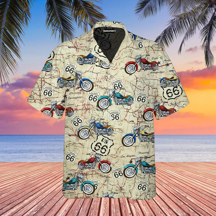 Amazing Vintage Motorcycle On Route 66 Aloha Hawaiian Shirt | For Men & Women | HW911-BehighStyle
