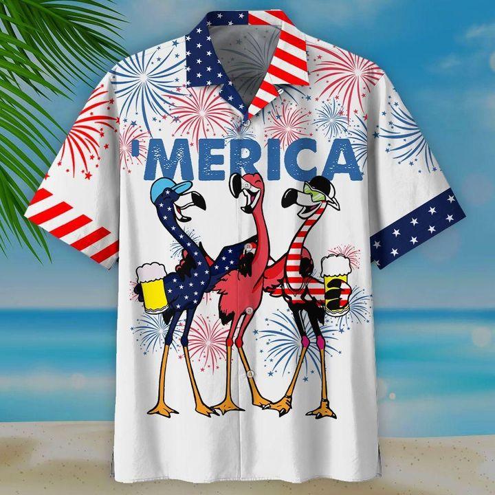 America Flamingo And Beer Aloha Hawaiian Shirt | For Men & Women | HW877-BehighStyle