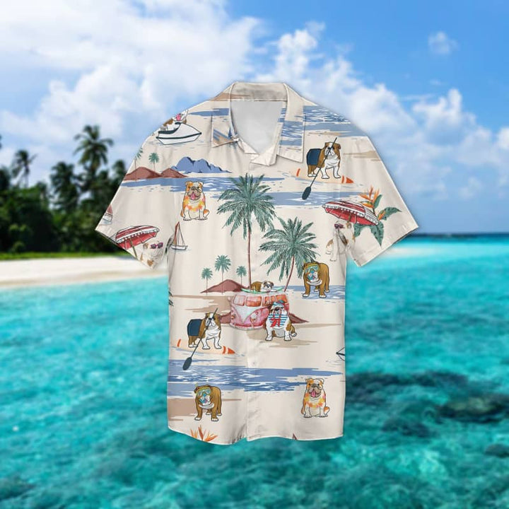 American Bulldog Summer Beach Aloha Hawaiian Shirt | For Men & Women | HW568-BehighStyle