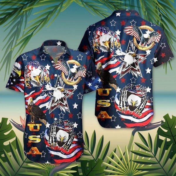 American Eagle Patriotic Hawaiian Shirt | For Men & Women | HW1687-BehighStyle