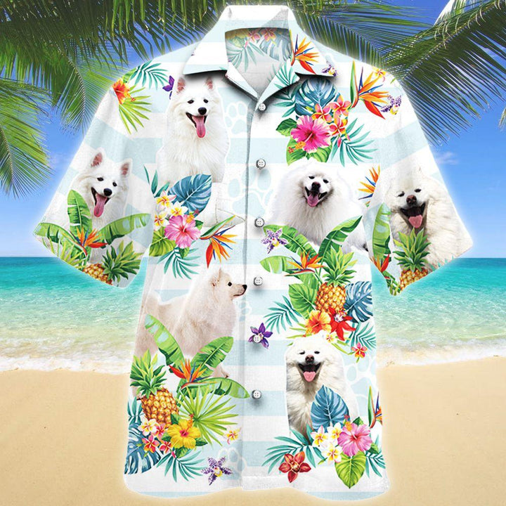 American Eskimo Dog Tropical Flower Aloha Hawaiian Shirt | For Men & Women | HW1028-BehighStyle