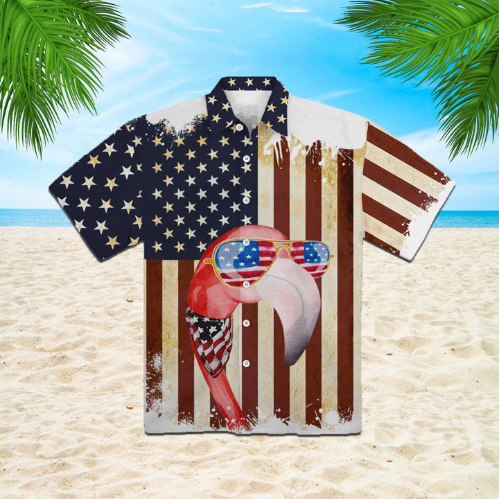 American Flag Flamingo Hawaiian Shirt | For Men & Women | HW812-BehighStyle