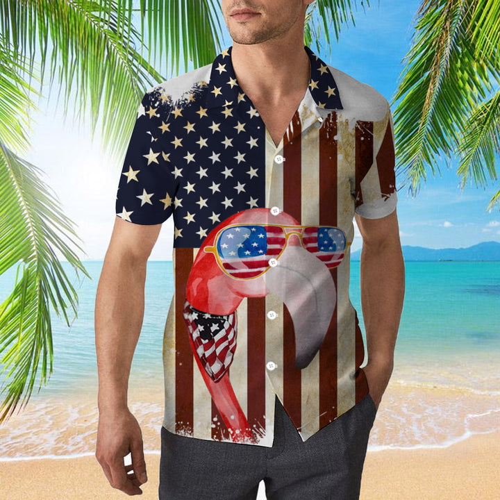 American Flag Flamingo Hawaiian Shirt | For Men & Women | HW812-BehighStyle