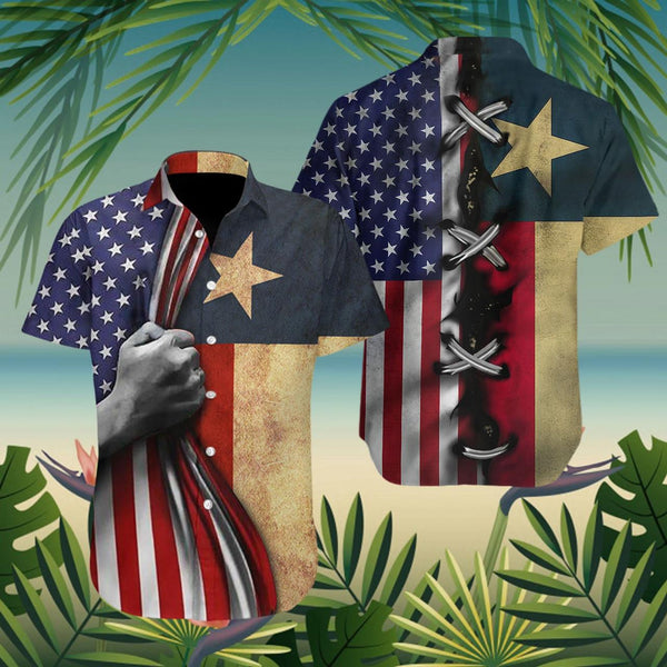 American Flag Texas Hawaiian Shirt | HW3469