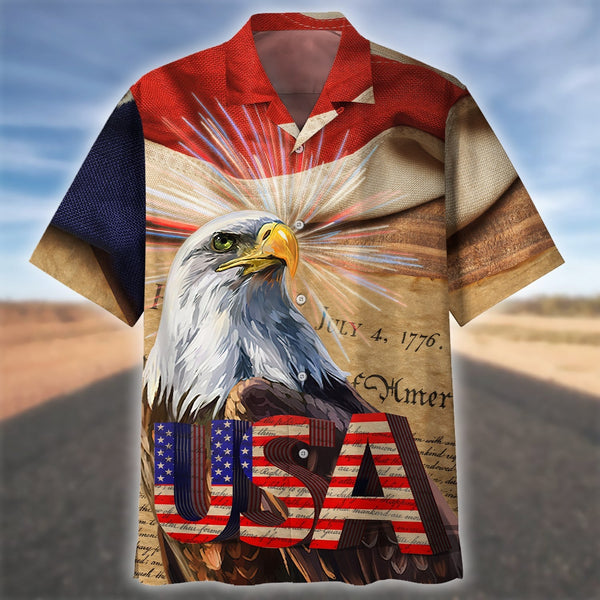 American Independence Day Painting Eagle Hawaiian Shirt | HW3147