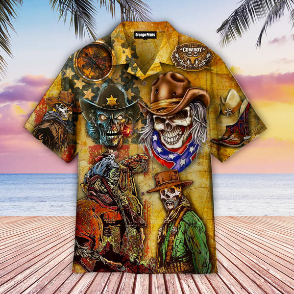 American Skull Cowboy Aloha Hawaiian Shirt | For Men & Women | HW702-BehighStyle