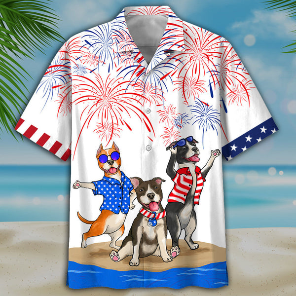 American Staffordshire Terrier Independence Day Hawaiian Lei Hawaiian Shirt | For Men & Women | HW1563-BehighStyle