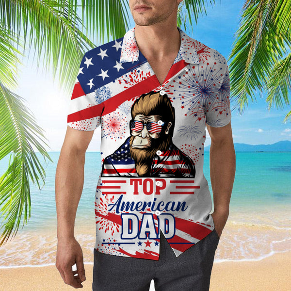 American Top Dad Bigfoot 4th Of July Hawaiian Shirt | For Men & Women | HW847-BehighStyle