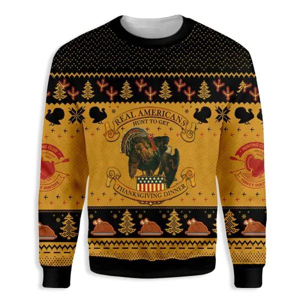 Americans Turkey Hunting Thanksgiving Ugly Christmas Sweater | For Men & Women | Adult | US1216-BehighStyle