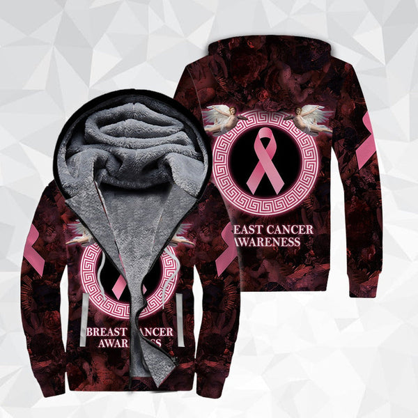 Angel Breast Cancer Awareness Fleece Zip Hoodie All Over Print | FZ461