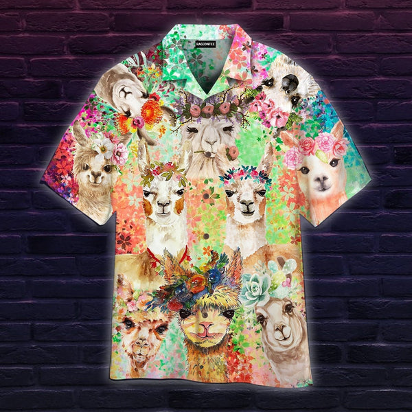 Animal Lovely Llama Flower Crown Hawaiian Shirt | HW3199