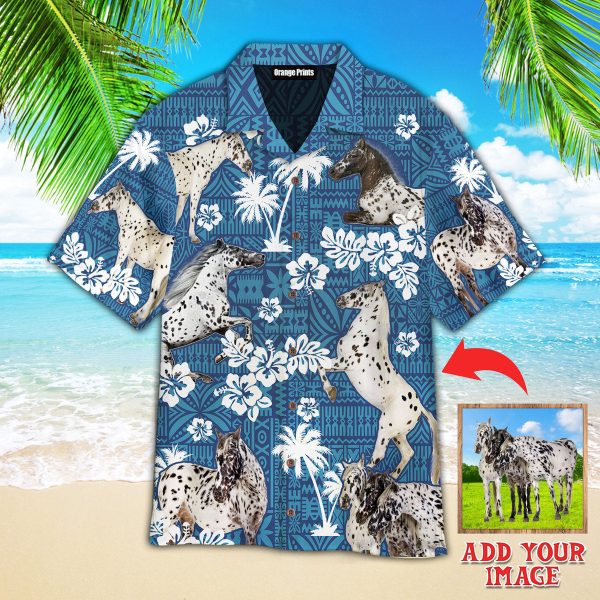 Appaloosa Horse Blue Tribal Custom Photo Hawaiian Shirt | P324