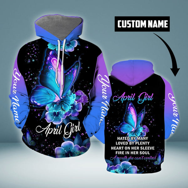 April Girl Butterfly Custom Name 3D All Over Print | Adult | CN273