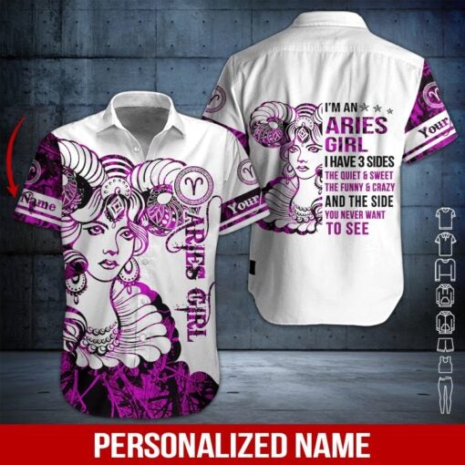 Aries Girl Custom Name Hawaiian Shirt | For Men & Women | HN462-BehighStyle