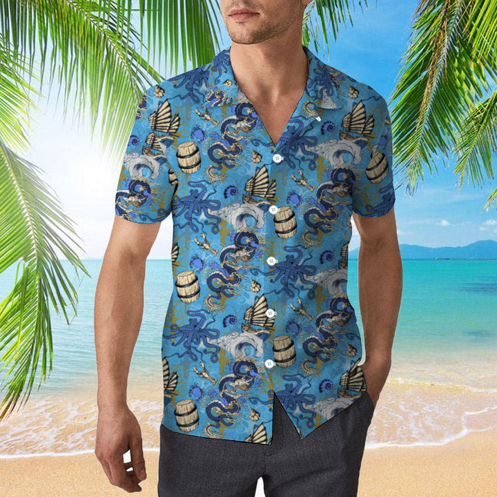 Asian Dragon Octopus And Sea Voyages Hawaiian Shirt | For Men & Women | HW400-BehighStyle