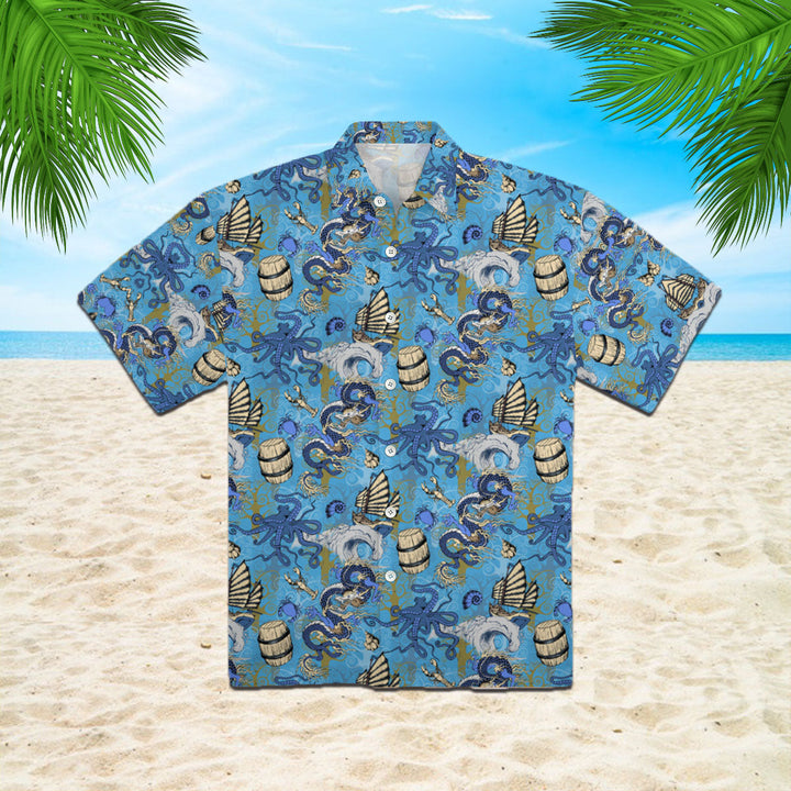 Asian Dragon Octopus And Sea Voyages Hawaiian Shirt | For Men & Women | HW400-BehighStyle