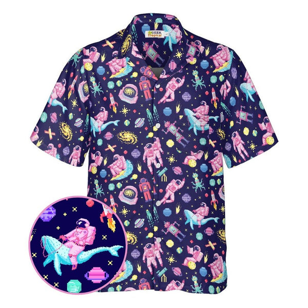 Astronaut On Whale Outer Space Hawaiian Shirt | HW3279