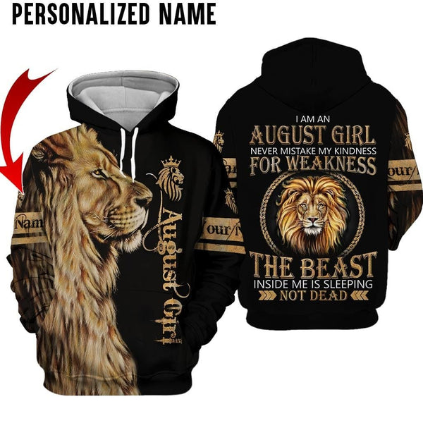 August Girl Lion Custom Name 3D All Over Print | Adult | CN253