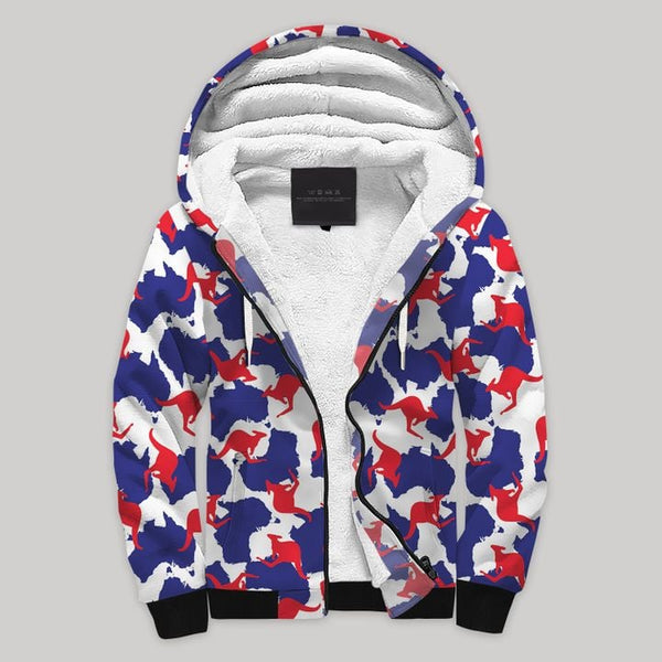 Australia Kangaroo Fleece Zip Hoodie All Over Print | FZ713