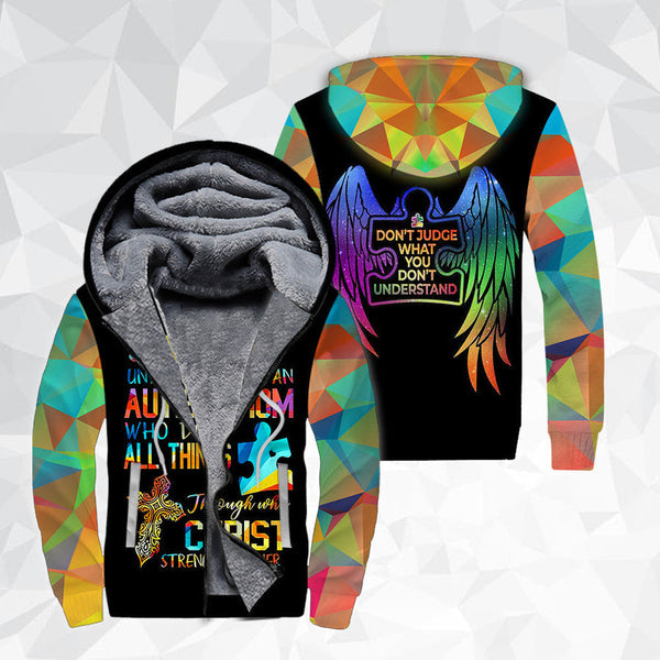 Autism Angel Wings Fleece Zip Hoodie All Over Print | FZ385