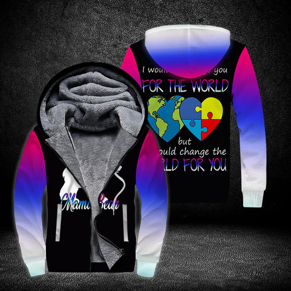 Autism Awareness I Would Change the World for You Fleece Zip Hoodie All Over Print | For Men & Women | FZ121-BehighStyle