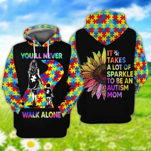 Autism Mom You Never Walk Alon 3D All Over Print | For Men & Women | Adult | HP1135-BehighStyle