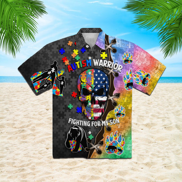 Autism Warrior Fighting For My Son Hawaiian Shirt | For Men & Women | HW2528