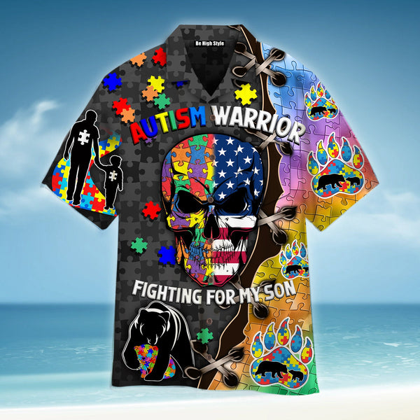 Autism Warrior Fighting For My Son Hawaiian Shirt With Pocket| SP1043