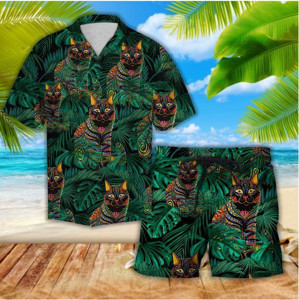 Awesome Cat Hawaiian Shirt Set | For Men & Women | HS159-BehighStyle