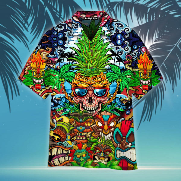 Awesome Colorful Tiki Skull Pineapple Aloha Hawaiian Shirt | For Men & Women | HW1048-BehighStyle